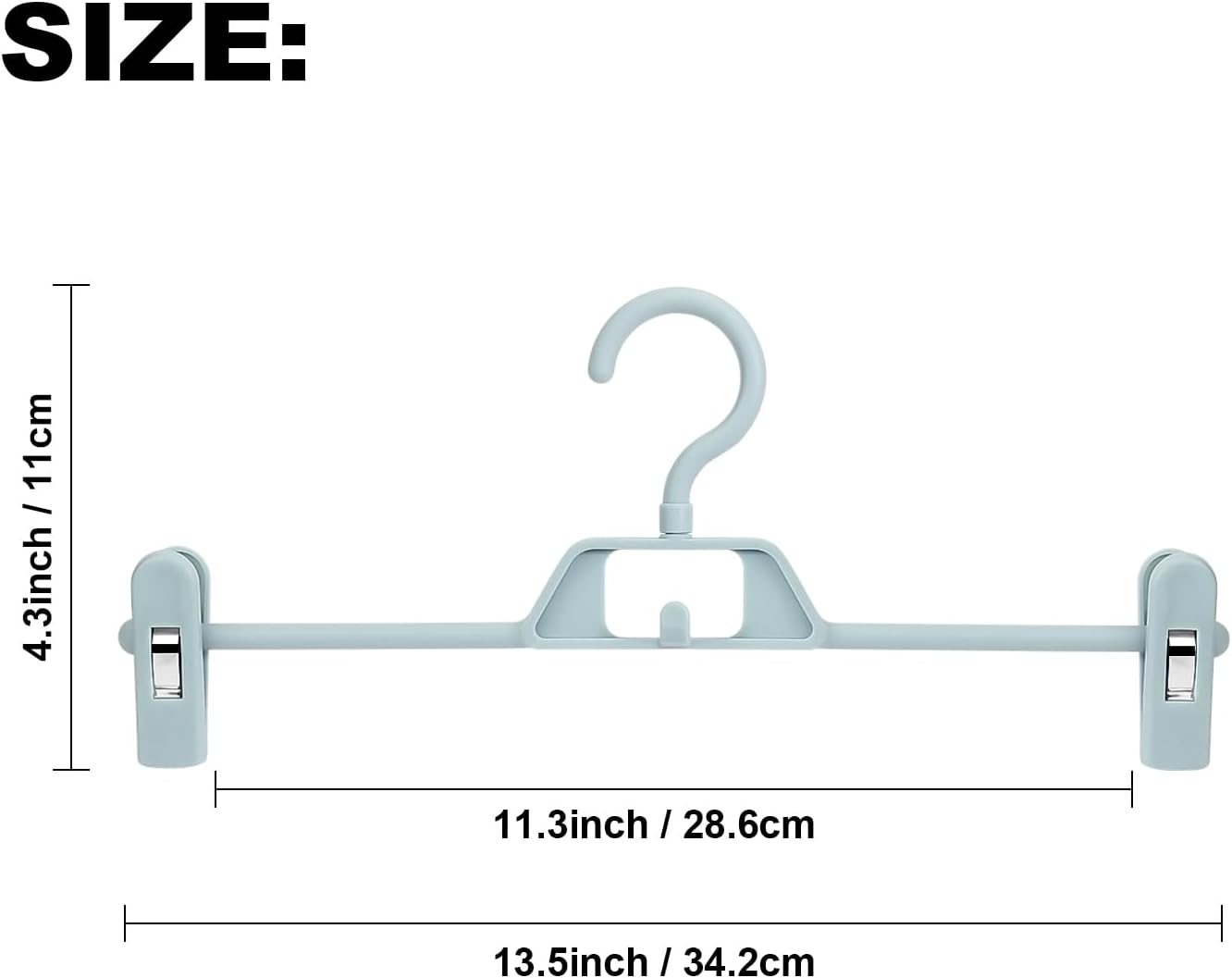 POZEAN – Paquete de 30 perchas para pantalones con clips, perchas de plástico apilables para faldas, perchas para ropa con clips giratorios y