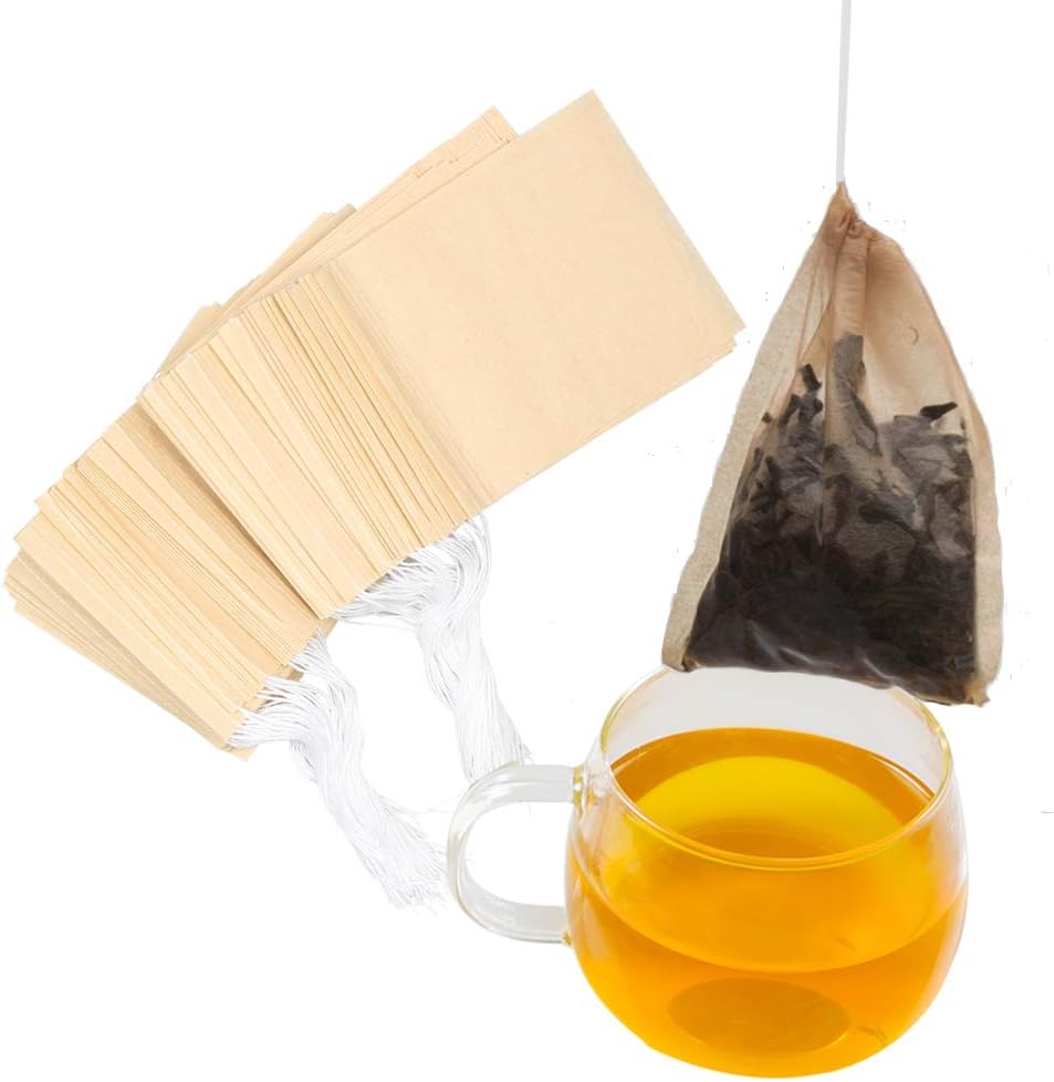 Bolsas de filtro de té, material seguro y natural, infusor de té desechable, bolsa de té vacía con cordón para té de hojas sueltas, juego de 200