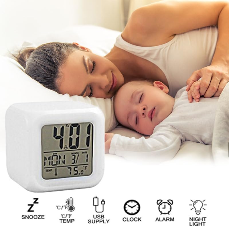 7 Cambio de color LED Digital Reloj despertador con fecha alarma termómetro hogar escritorio niño despertador tortuga en el mar