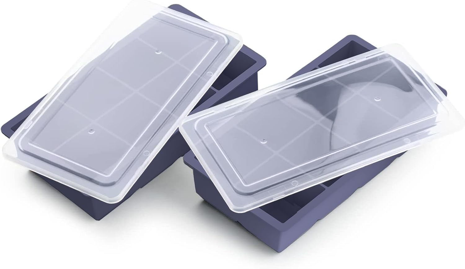 Samuelworld Moldes grandes de silicona para cubitos de hielo, paquete de 2, cubos grandes de 2 pulgadas, sin BPA, flexibles, 8 cavidades, fácil de