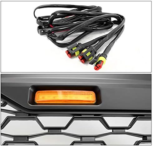 Parrilla de rejilla frontal superior del capó estilo de malla negro mate con luz de señal ámbar para Chevy Silverado 1500 2014-2015
