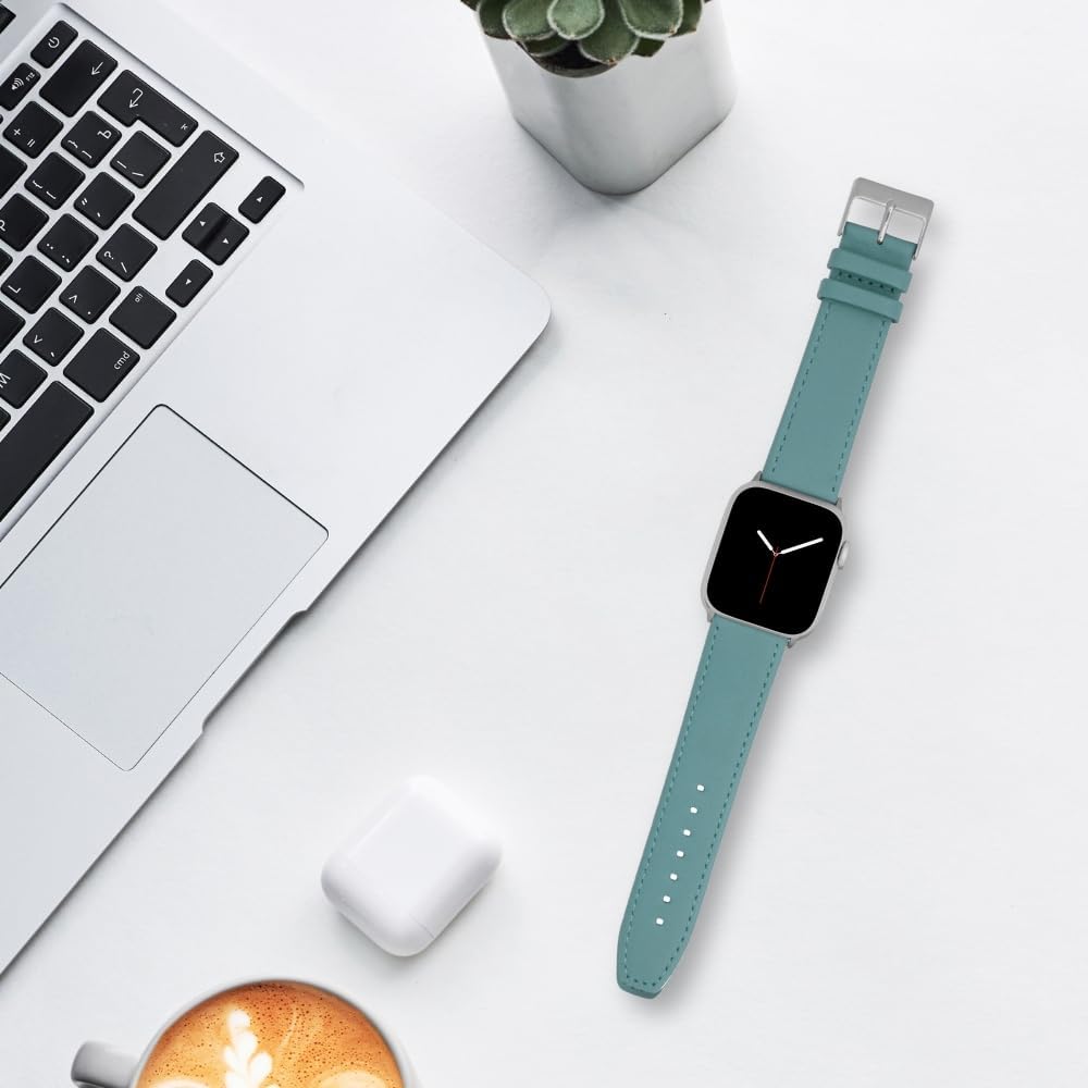 Bandini Correas de cuero para mujer para Apple Watch de 1.496 pulgadas, 1.575 pulgadas, 1.614 pulgadas para mujer, correa delgada de cuero iWatch