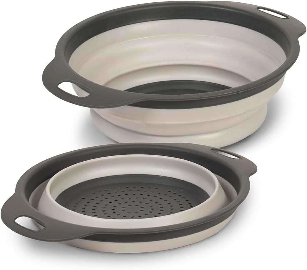 Glad Colador plegable  2L  Pequeño escurridor de pasta para cocina, verduras y frutas  Cesta de drenaje plegable de plástico redonda para un fácil