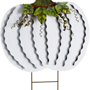 Morning View Letrero de metal con estacas de calabaza para patio, decoración de otoño, calabazas rústicas, decoración de jardín, decoración de patio Morning View Letrero de metal con estacas de calabaza para patio, decoración de otoño, calabazas rústicas, decoración de jardín, decoración de patio