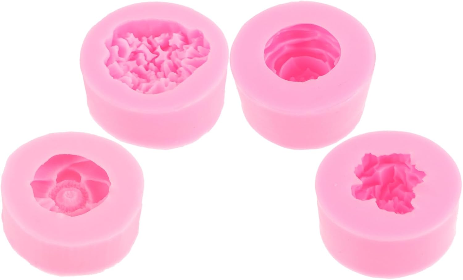 Didiseaon Molde de silicona para flores, 4 piezas de moldes de flores de silicona 3D, juego de moldes para hacer velas de chocolate con caramelo