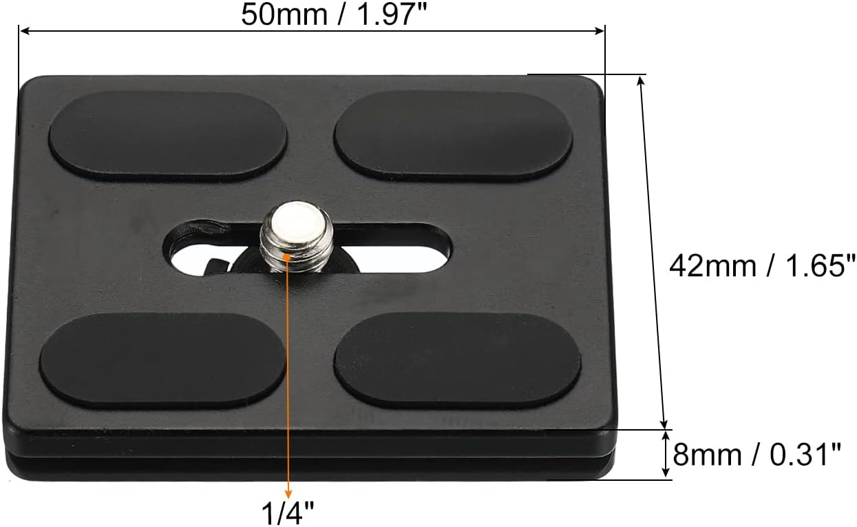 PATIKIL Placa de liberación rápida para trípode con tornillo de anillo en D, paquete de 2 piezas de montaje de adaptador de trípode de cámara, placa