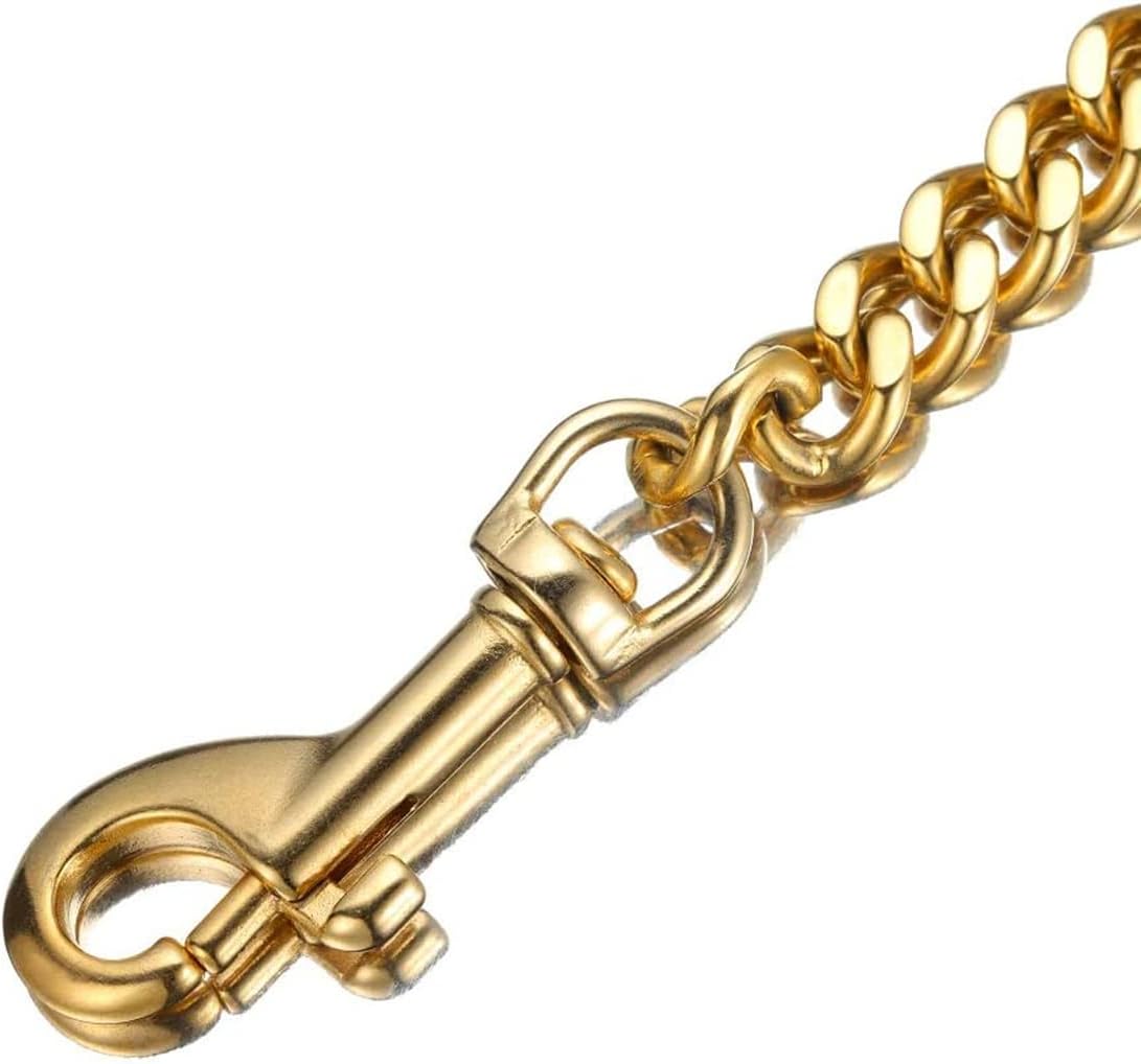 Correa de cadena fuerte para perro de color oroplata de 3 pies, 4 pies, 5 pies, acero inoxidable de 0.472 in, correa de perro de eslabones cubanos
