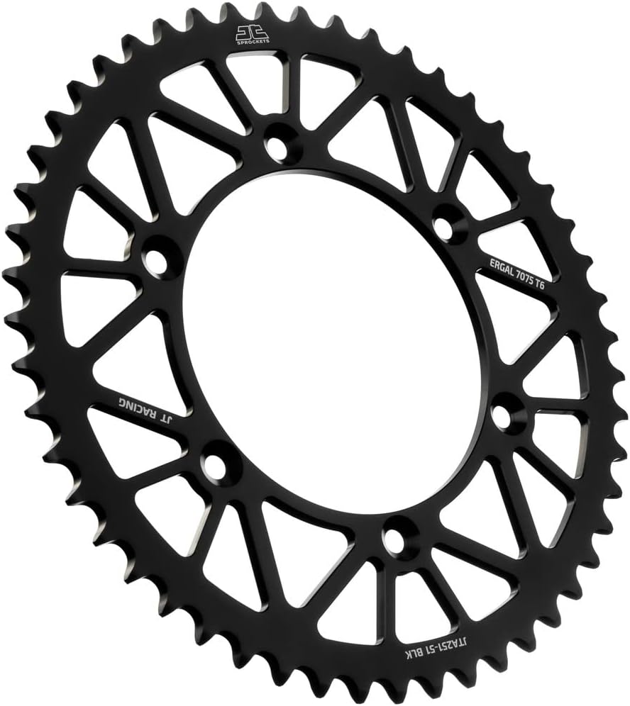 JT Sprockets JTA251.51BLK Piñón trasero de aluminio negro de 51 dientes, 1