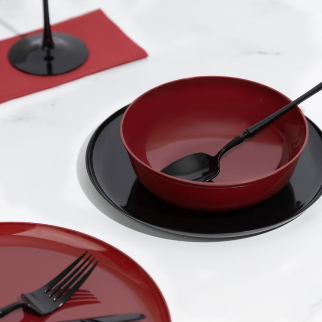 Blue Sky Edge Cranberry Bowls – Cuencos desechables de plástico redondos de 16 onzas (10 unidades) para fiestas, eventos y ocasiones especiales