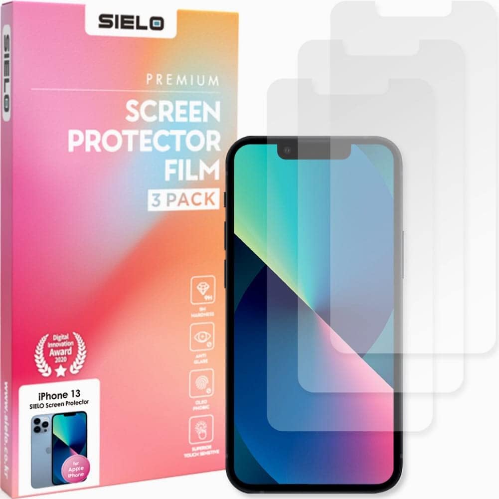 Protector de pantalla 3 paquetes de película PET mate, antirreflejos, antihuellas dactilares para iPhone 13 Pro, inastillable, dureza 9H, bloque de