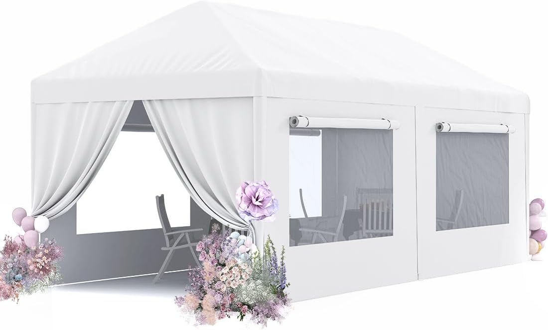 Tienda de campaña para fiestas de 10 x 20 pies con ventanas enrollables ventiladas, tienda de campaña resistente para fiestas al aire libre, tienda