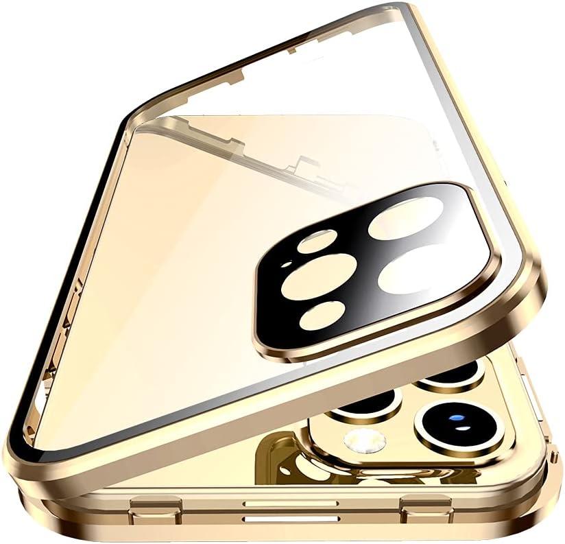 HENGHUI Funda magnética con cerradura para iPhone 14 Pro Max con protector de lente de cámara, protector de pantalla, bloqueo de seguridad 360,