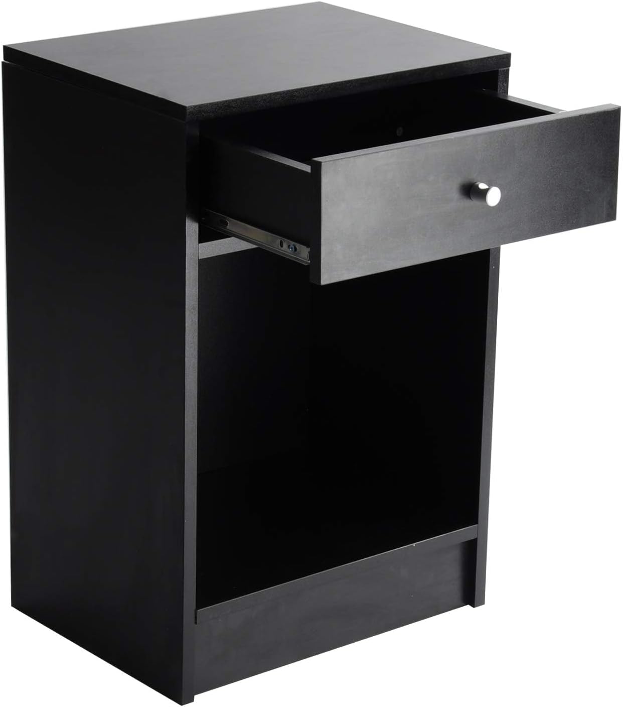 Juego de 2 mesitas de noche pequeñas, color negro, mesa auxiliar con cajones, estilo moderno, 16 pulgadas