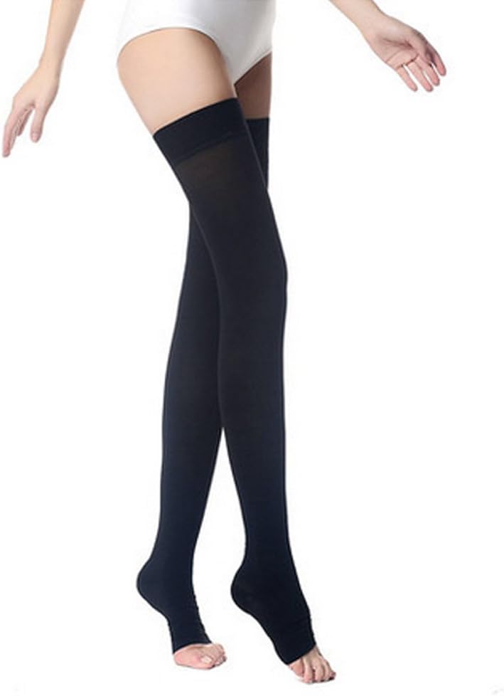 Calcetines de compresión hasta el muslo, soporte firme 20-30 mmHg Gradient Medias de compresión con banda de silicona. Tratamiento para Runnin