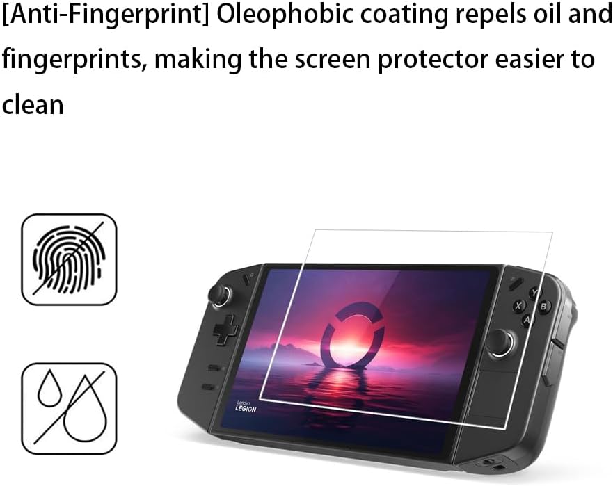 Walieoka – Protector de pantalla compatible con Lenovo Legion Go, película protectora de vidrio templado de dureza 9H, resistente a los arañazos,