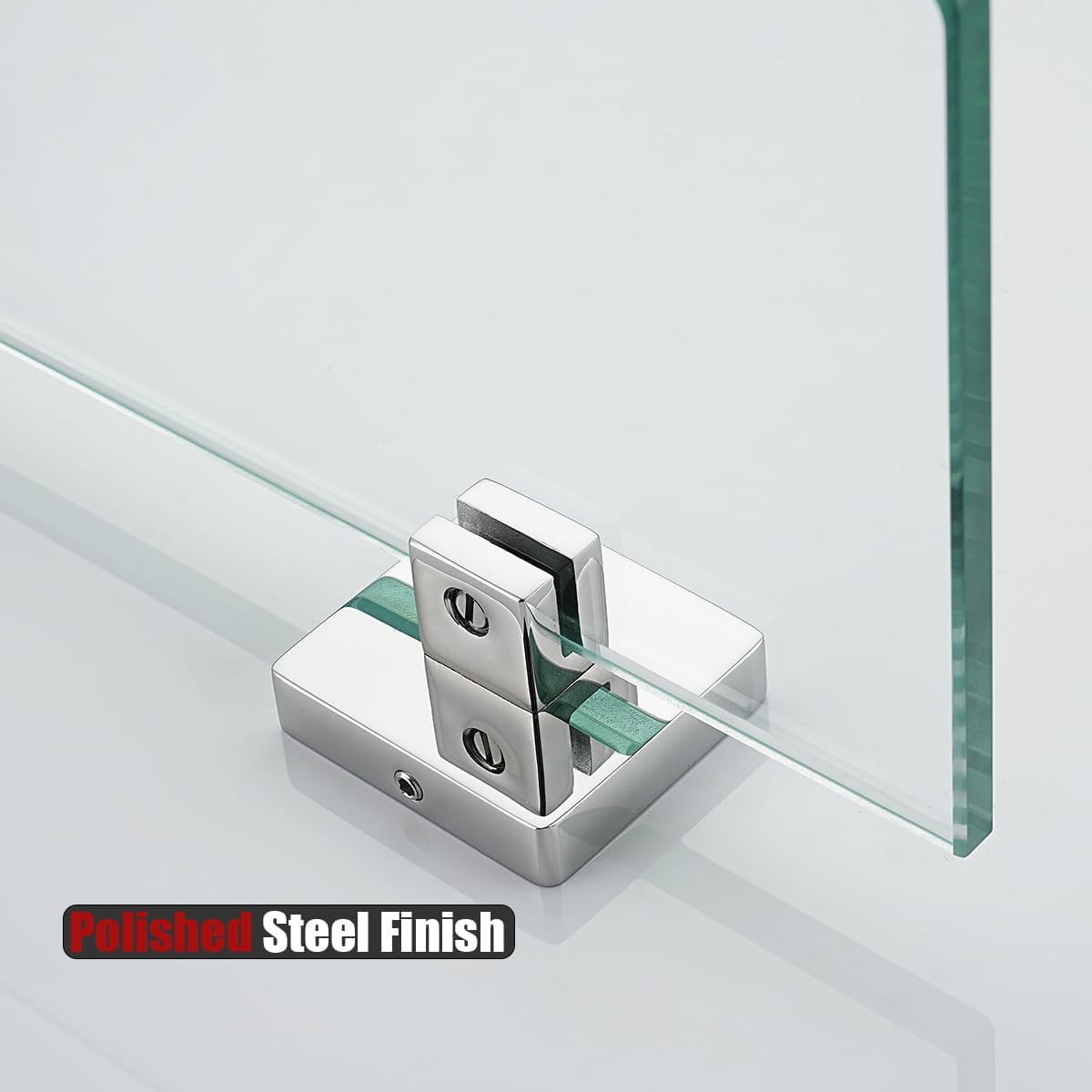 JQK TGS290L10-CH-P2 – Estante esquinero de vidrio cromado pulido para baño, acero inoxidable 304, estante flotante de pared de 10 x 10 pulgadas, 2
