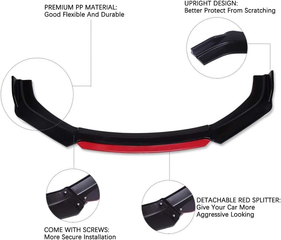 Alerón universal para parachoques delantero, difusor de alerón de barbilla, protector de ala protectora, kit de carrocería de coche con extensión de