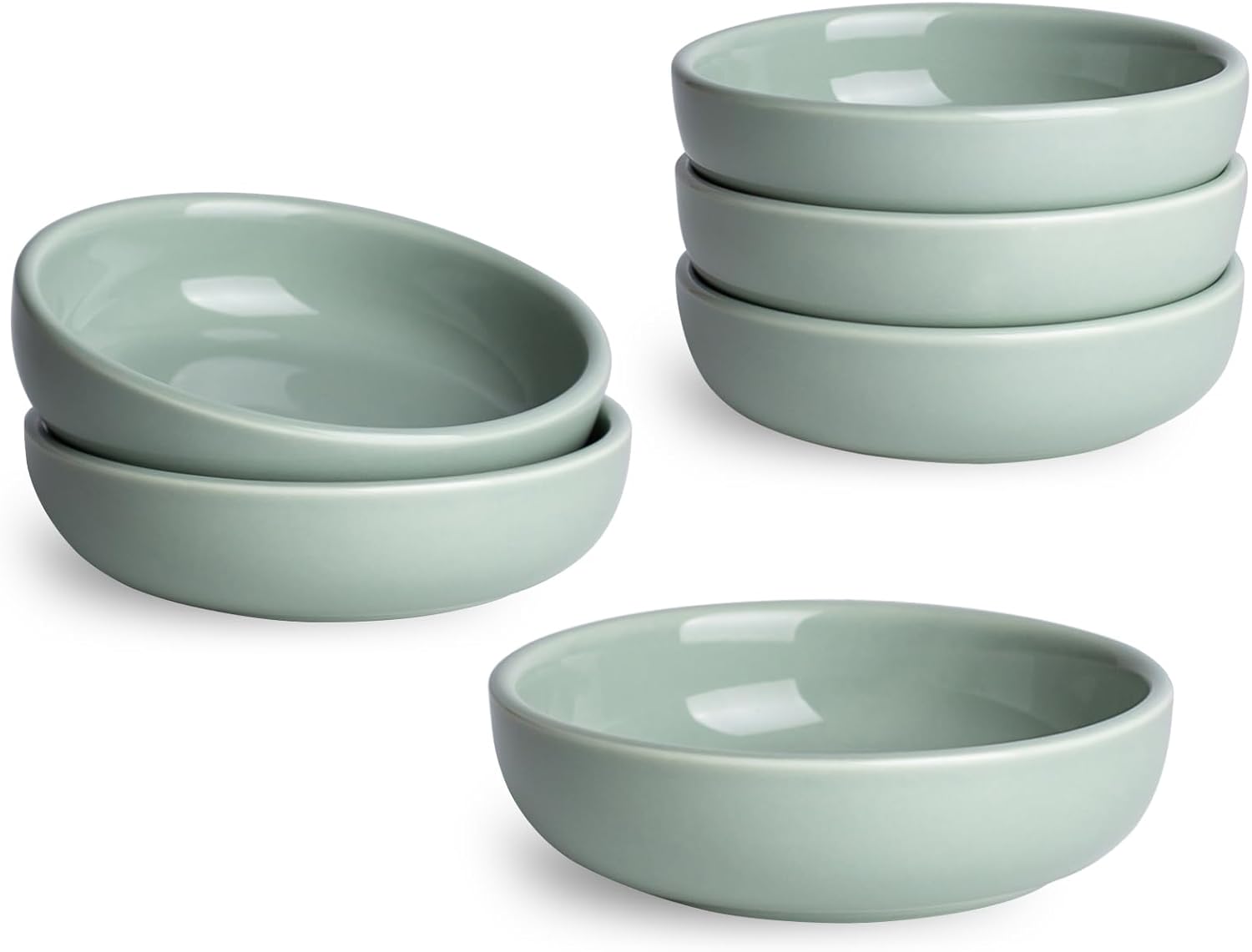 Juego de 6 cuencos de cerámica para salsa de soja, cuencos de inmersión de 3 onzas, cuencos pequeños para pellizcar, tazas de salsa, cuencos