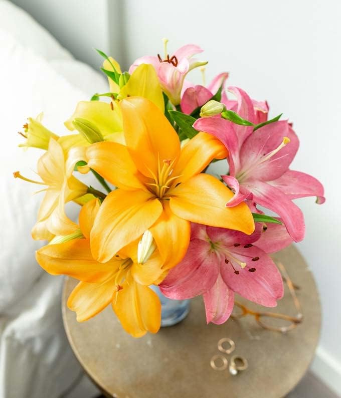 From You Flowers – Impresionante ramo de lirios con florero gratis (flores frescas), cumpleaños, aniversario, recuperarse, condolencias,