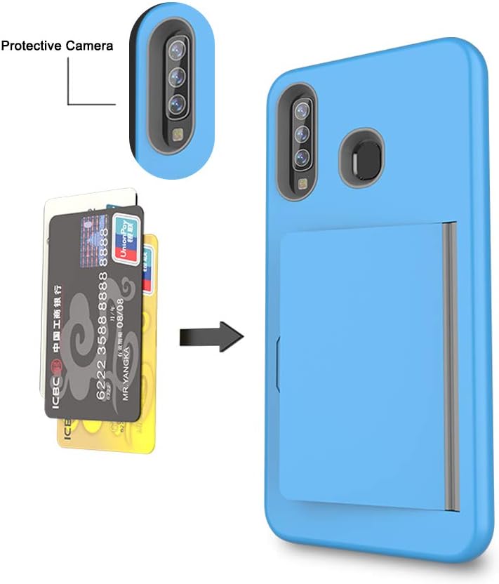 Funda para Galaxy A50 con tarjetero, a prueba de golpes, funda protectora híbrida de silicona resistente para Samsung Galaxy A50, color negro