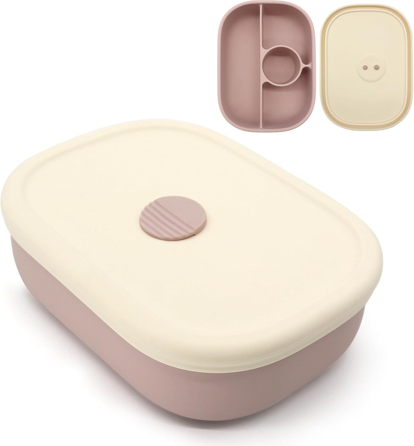 PandaEar Lonchera Bento de silicona para niños pequeños, lonchera de grado alimenticio a prueba de fugas, apta para microondas y lavavajillas (rosa)