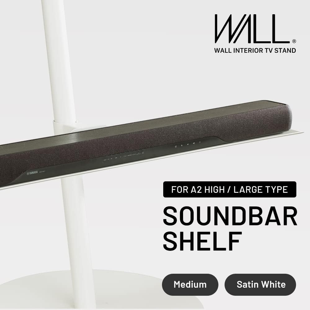 WALL Estante de barra de sonido para soporte de TV A2 altomodelos grandes, tamaño mediano, ancho 37.4 in  37.4 pulgadas, blanco satinado
