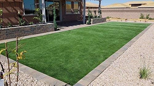 WMG – Alfombra de césped artificial de 2 x 26 pies, personalizable, césped sintético, altura de 0.4 pulgadas, césped artificial verde para