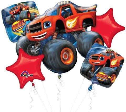 Combined Brands Blaze and the Monster Machines – Kit de decoración de globos de cumpleaños con opción negra del número 1-9 (primer cumpleaños)
