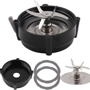 Hoja de pieza de repuesto con tapa inferior y junta, compatible con licuadoras Oster Pro 1200, color negro Hoja de pieza de repuesto con tapa inferior y junta, compatible con licuadoras Oster Pro 1200, color negro