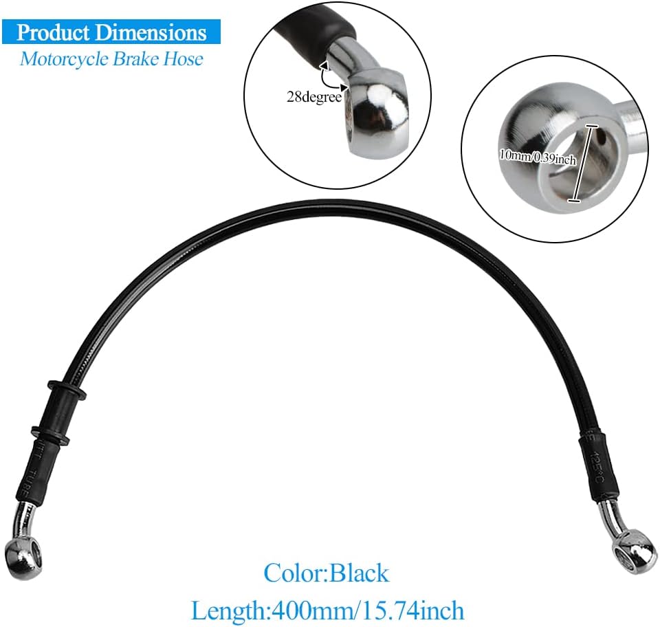 Línea de freno de motocicleta, tubo de aceite de embrague hidráulico universal de 15.75 pulgadas, accesorios trenzados de acero inoxidable para
