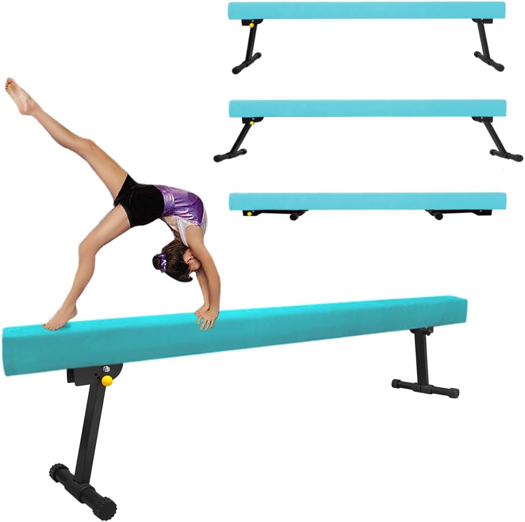 Viga de equilibrio de gimnasia ajustable y plegable, haz de gimnasia de nivel alto y bajo de 6 pies8 pies, no requiere herramientas, equipo de