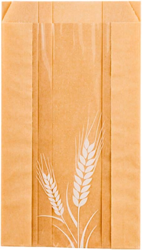 Bag Tek – Bolsas de papel para pan de 4.8 x 2.8 x 8.5 pulgadas, 100 bolsas de papel de baguette a prueba de grasa, microperforadas, ventana