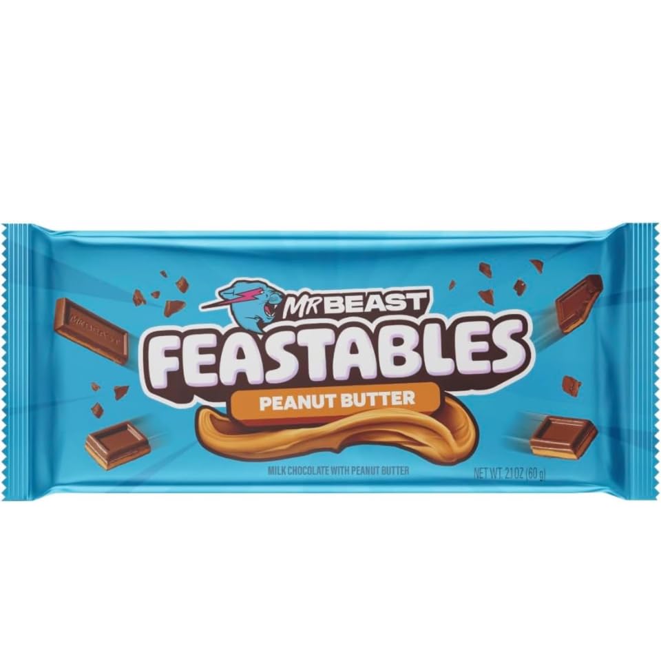 Feastables Beast Bar – Paquete de chocolate con leche, mantequilla de maní de chocolate con leche, crujiente de leche, barras de bestia de chocolate