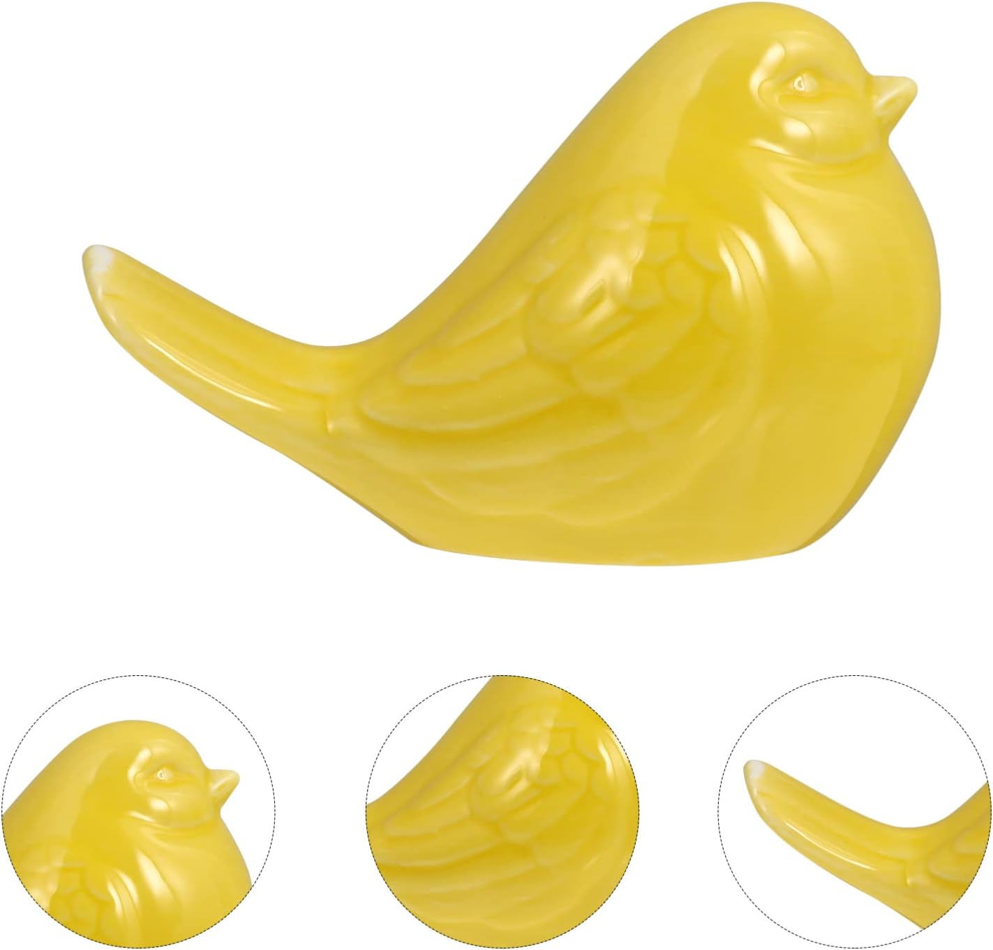 Gadpiparty Pájaros de cerámica, nueva figura de pájaro amarillo de cerámica, figura de pájaro gordito, estatua de decoración del hogar, figuras de