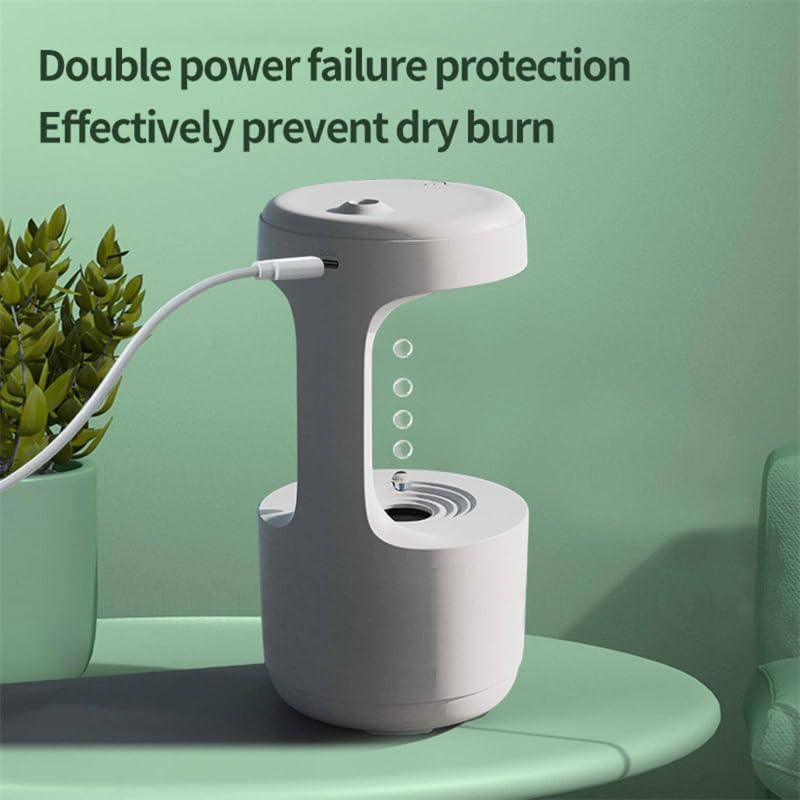 Baddie Humidificador antigravedad con reloj de gota de agua Difusor de aroma de reflujo de gran capacidad Oficina Dormitorio Silencio niebla pesada