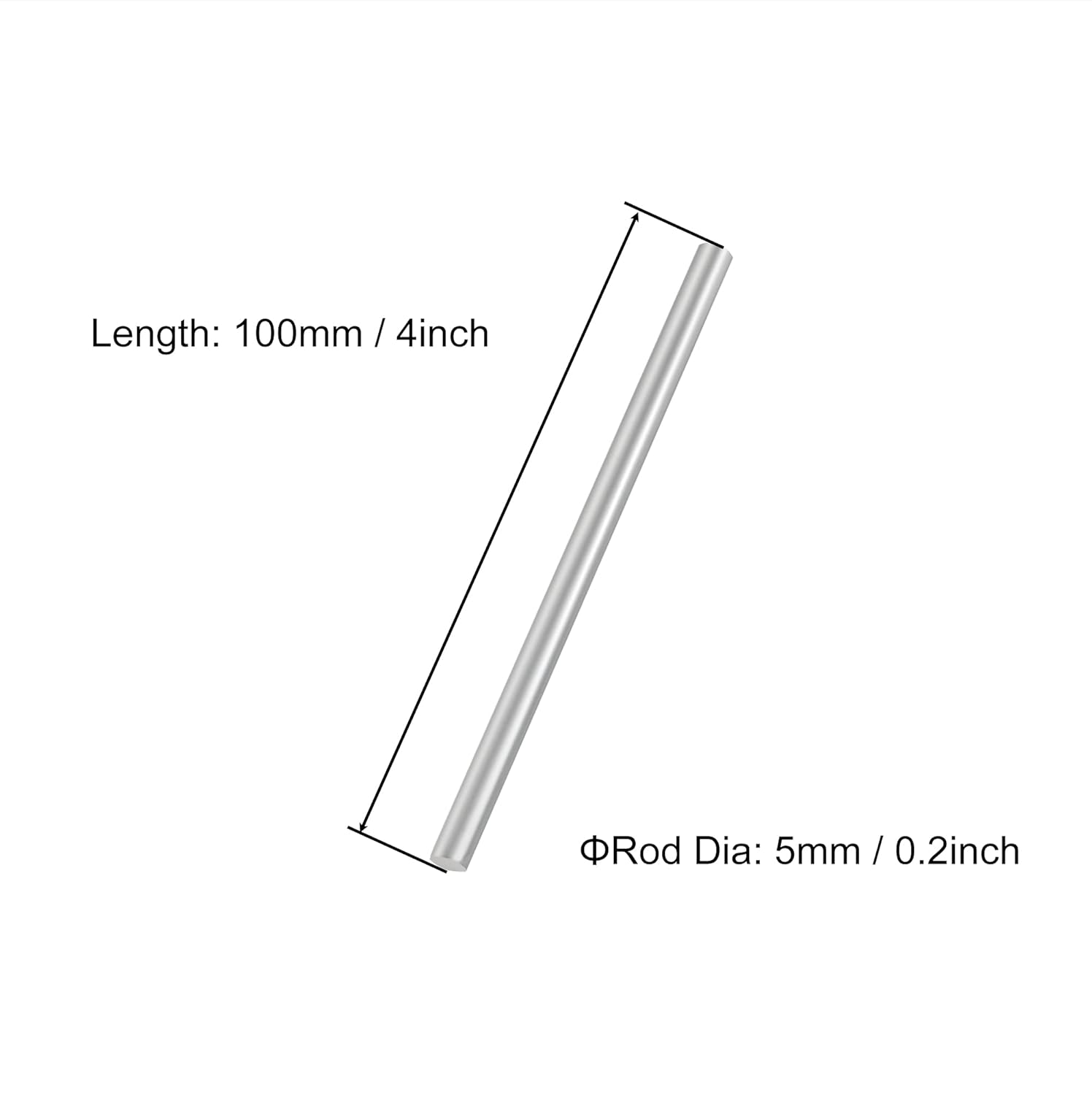 Varilla redonda de acero inoxidable 304 de 0.197 in x 3.937 in, varillas de eje sólido de metal, barra de torno para manualidades, modelo de