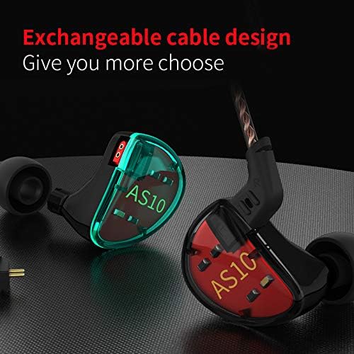 EZ EAR KZ AS10 Auriculares de alta fidelidad con cable en auriculares con monitor de oído, 5 armadura equilibrada 5BA con cable con cancelación de