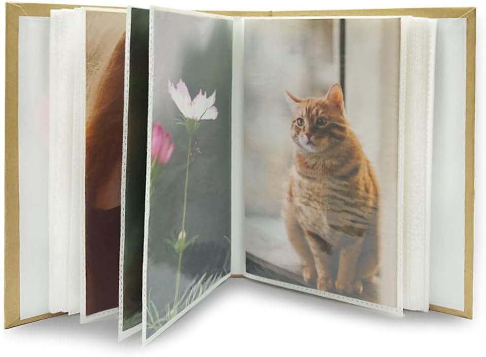 Álbum de fotos con capacidad para 100 bolsillos, 4 x 6 pulgadas, álbum de fotos para niños, álbum de fotos de papel kraft para niños (amor)