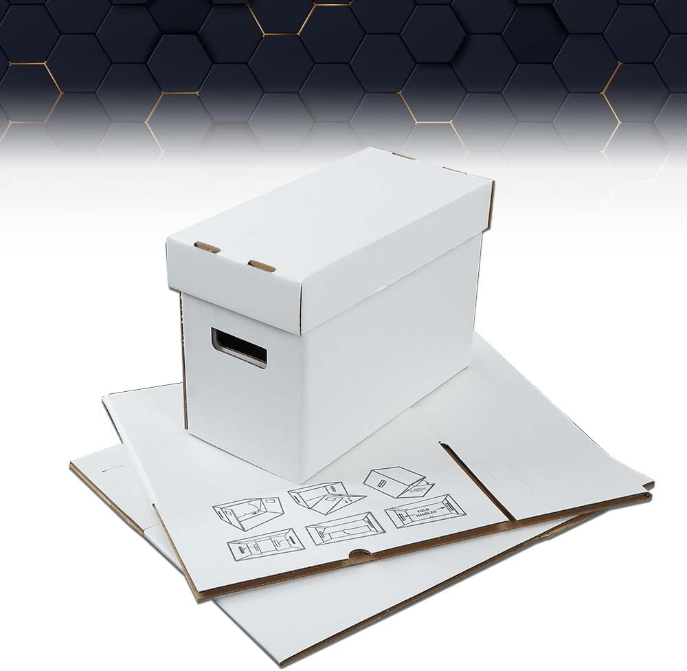 PIT66 10 cajas de almacenamiento de cómics con tapas cortas capacidad para 150-175 libros de cómics apilables y duraderos, color blanco