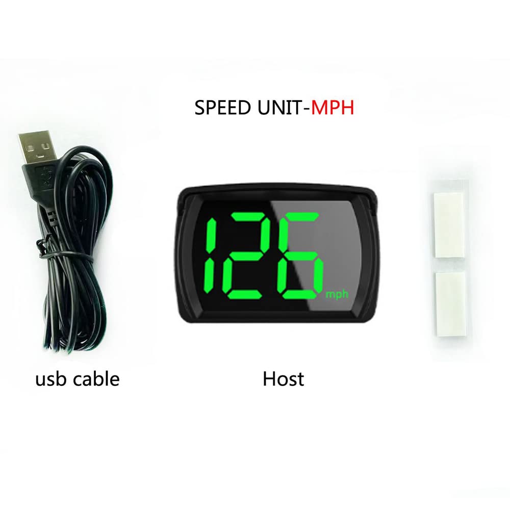 FANGZI Pantalla HUD para automóvil, pantalla frontal para coche, KMH, MPH, velocímetro digital con pantalla LED de fuente grande, adaptador de carga