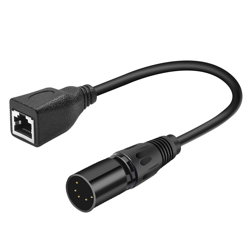 SiYear XLR – Cable adaptador RJ45 de 5 pines, XLR macho de 5 pines a RJ45 y XLR de 5 pines hembra a RJ45 hembra DMX Ethernet adaptador convertidor