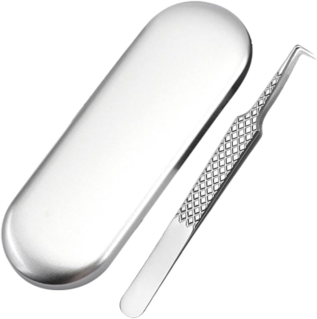 Pinzas para extensiones de pestañas, punta de acero inoxidable de precisión, curvada recta, 90 grados, pinzas profesionales de fibra de agarre