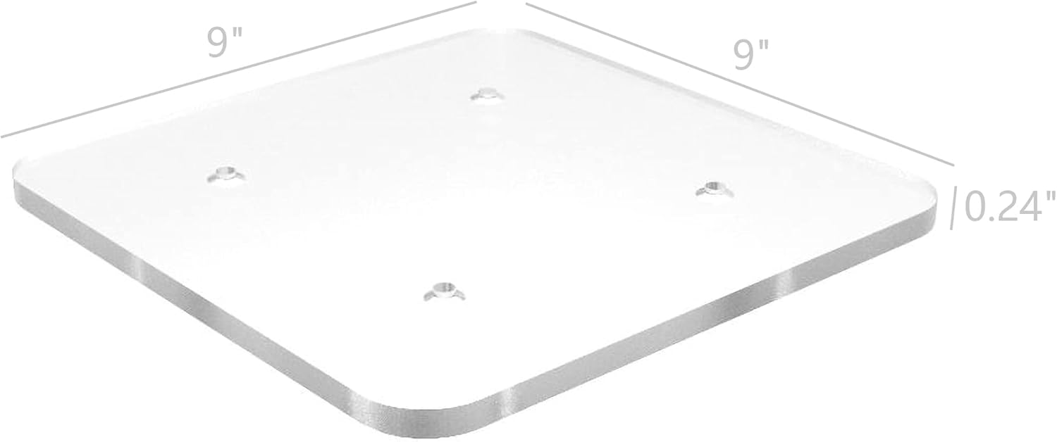 FixtureDisplays Hoja de plexiglás acrílico transparente de 0.197 in (316 pulgadas nominal) de 9 x 9 pulgadas, cuadrada preperforada con 4 agujeros