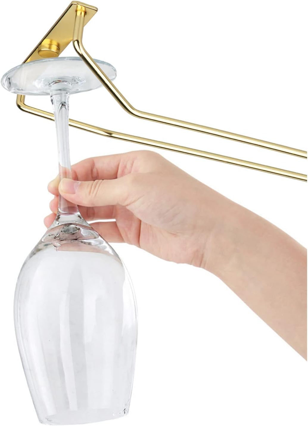 Estante para copas de vino de un solo riel de 14 pulgadas de largo debajo del armario, soporte de metal para copas de vino, soporte para copas de