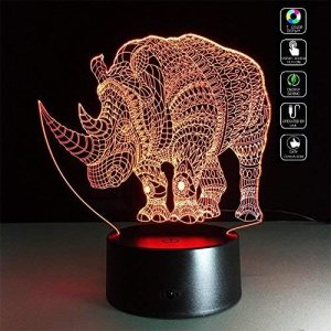 TRADE 3D Visual Multicolor Gradient Acrílico Animal Rinoceronte LED Touch USB Doble Propósito Base Iluminación Noche Luz TRADE 3D Visual Multicolor Gradient Acrílico Animal Rinoceronte LED Touch USB Doble Propósito Base Iluminación Noche Luz