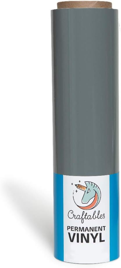 Craftables – Rollo de vinilo color gris, duradero, adhesivo, brillante y resistente al agua, 12 pulgadas x 25 pies, para manualidades, Cricut,