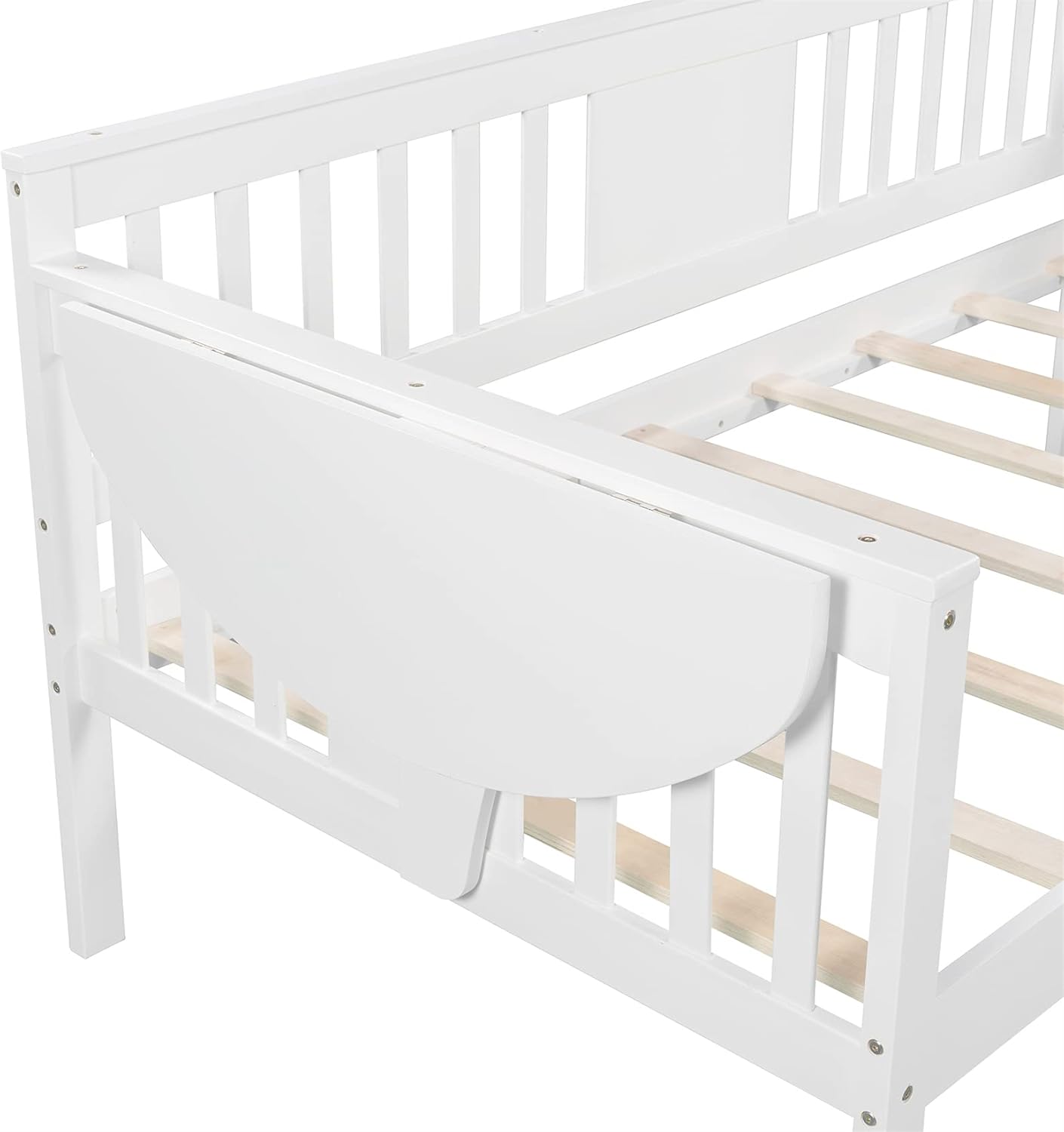Sofá cama individual, marco de cama de madera para niños y adultos, sofá cama tamaño individual para dormitorio, sala de estar, color blanco