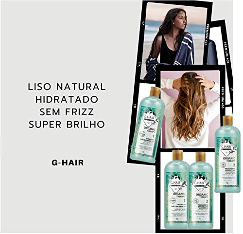 G.Hair Organic Therapy 2L  Tratamiento de queratina brasileña  Alisado progresivo del cabello  Sistema de alisado  Reductor de volumen  100% recto