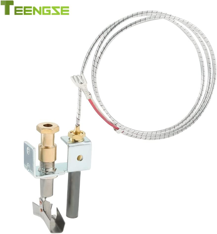 Quemador piloto y ensamblaje de termopila de 750 milivoltios, cables propios de 36 pulgadas con cubierta de fibra de vidrio de aluminio para