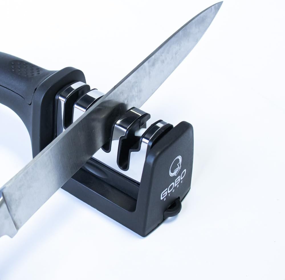 (4 etapas) Afilador de cuchillos con guante resistente a cortes, accesorios de cuchillos de cocina 4 en 1, y cuchillos de cocina de reparación,